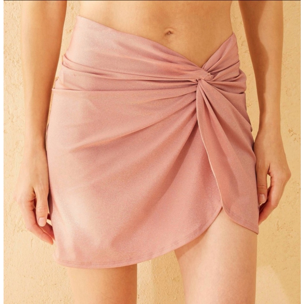 Shade & Shore™ Pink Sparkle Twist Skirt Cover Up Large NWT Beach Resort Glam